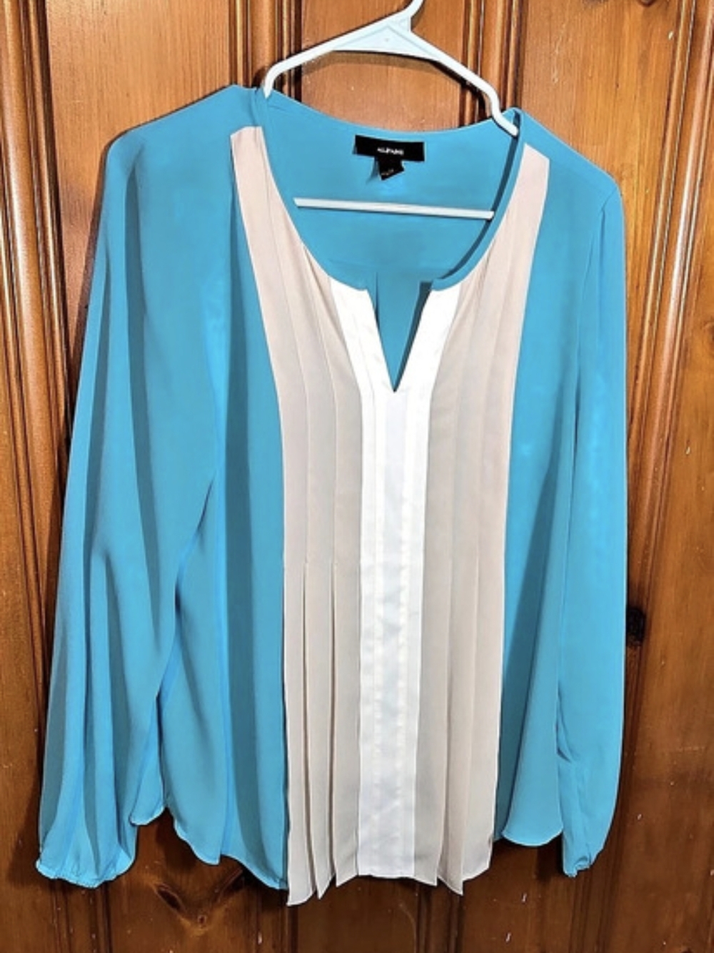 Alfani Color Block Blouse in Blue & White Size 12